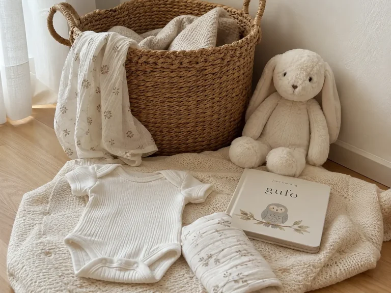 Liste de naissance utile avec essentiels bébé choisis pour préparer l’arrivée d’un nouveau-né sans accumuler.