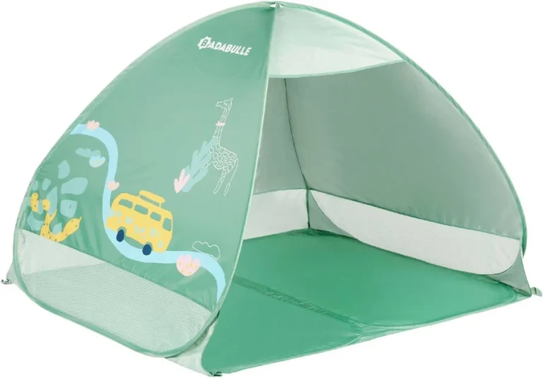 Tente de plage Badabulle anti-UV 50+ disponible à la location chez Maman Louve à Fréjus
